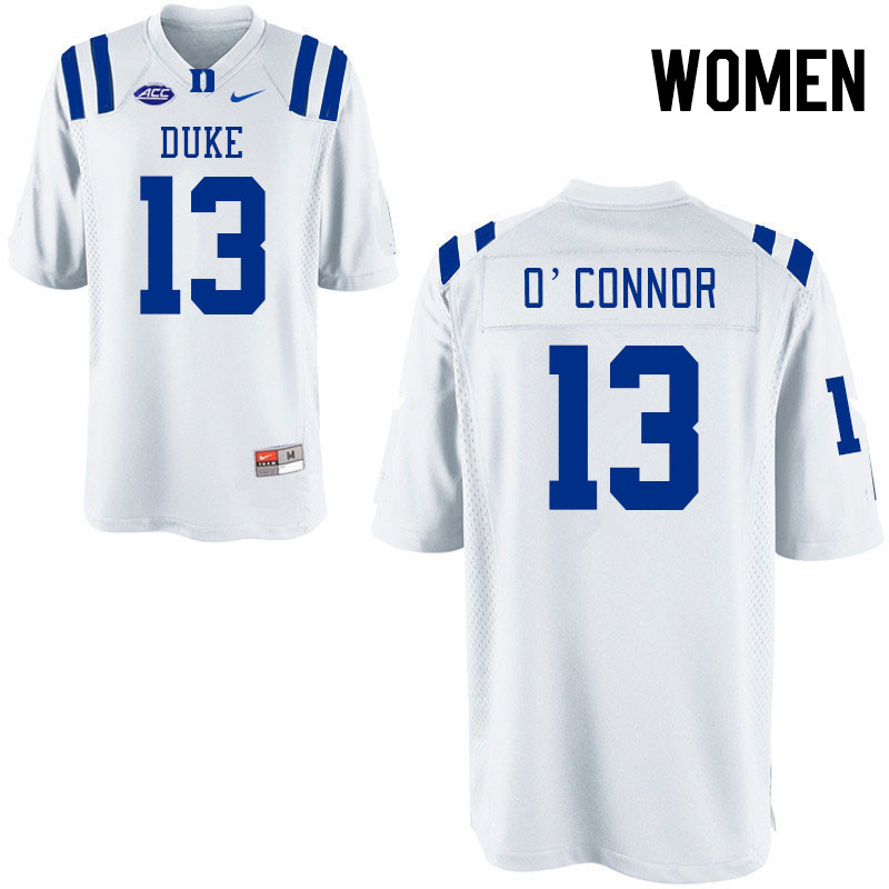 Women #13 Kevin O'Connor Duke Blue Devils College Football Jerseys Stitched-White